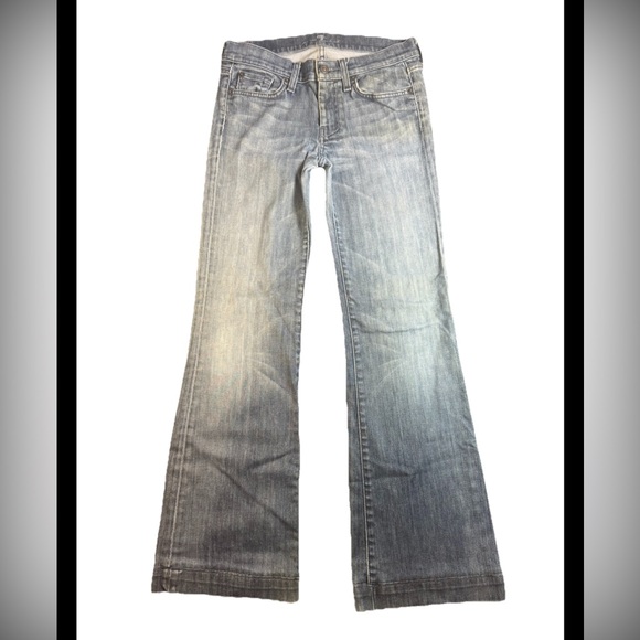 7 For All Mankind Dojo Jeans Women's Size 28 Med Wash Denim Baggy Flared Leg Y2K - Picture 1 of 9